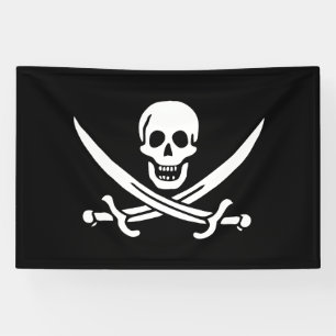 Pirate Flag Skull gekruist zwaarden Spandoek