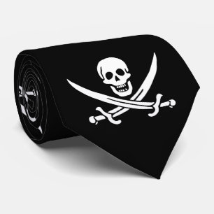 Pirate Flag Skull gekruist zwaarden Stropdas