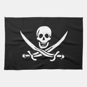Pirate Flag Skull gekruist zwaarden Theedoek