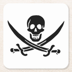 Pirate Flag Skull gekruist zwaarden Vierkante Kartonnen Onderzetter