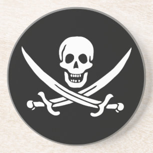 Pirate Flag Skull gekruist zwaarden Zandsteen Onderzetter