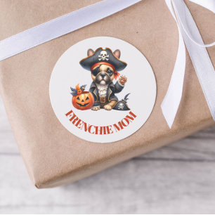 Pirate Franse Bulldog Halloween Frenchie Moeder Ronde Sticker