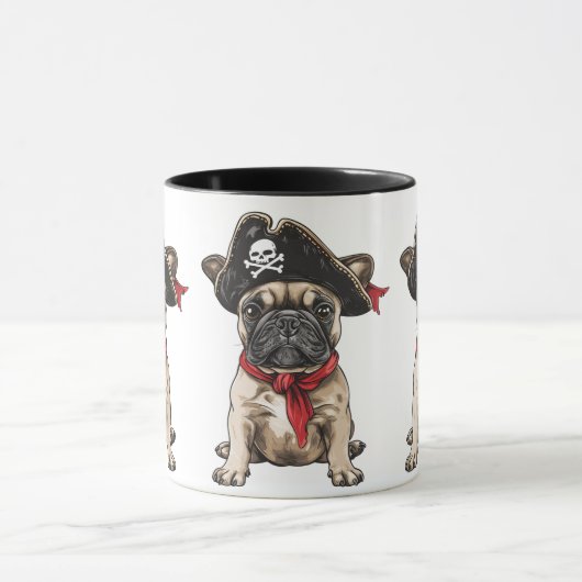 Pirate Franse Bulldog Skull Crossbones Mok (Midden)