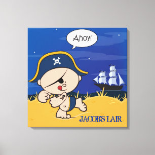 Pirate gepersonaliseerde jongens kamer Canvas kuns Afdruk