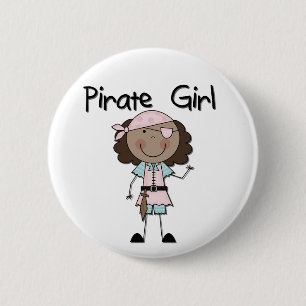 Pirate Girl African American Tshirts en Gifts Ronde Button 5,7 Cm