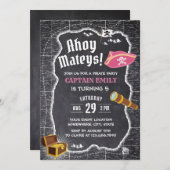 Pirate Girl Birthday Party Chalkboard Map Kaart (Voorkant / Achterkant)