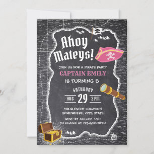 Pirate Girl Birthday Party Chalkboard Map Kaart