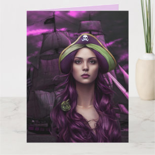 PIRATE GIRL BIRTHDAY Wenskaart Kaart