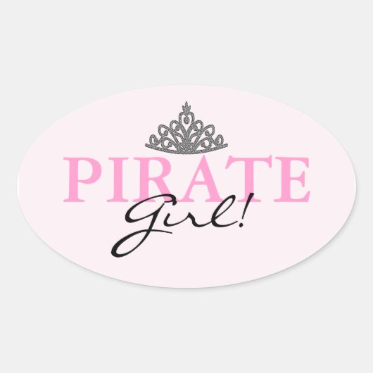 Pirate Girl. Ovale Sticker (Voorkant)