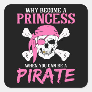 Pirate Girl Pirate Gift Girl Vierkante Sticker