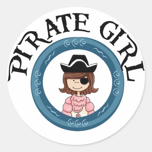Pirate Girl Ronde Sticker (Voorkant)