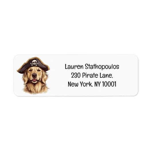 Pirate Golden Retriever Hond Schedel Etiket (Voorkant)