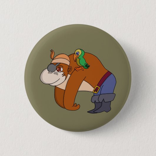 Pirate Gorilla Ronde Button 5,7 Cm (Voorkant)