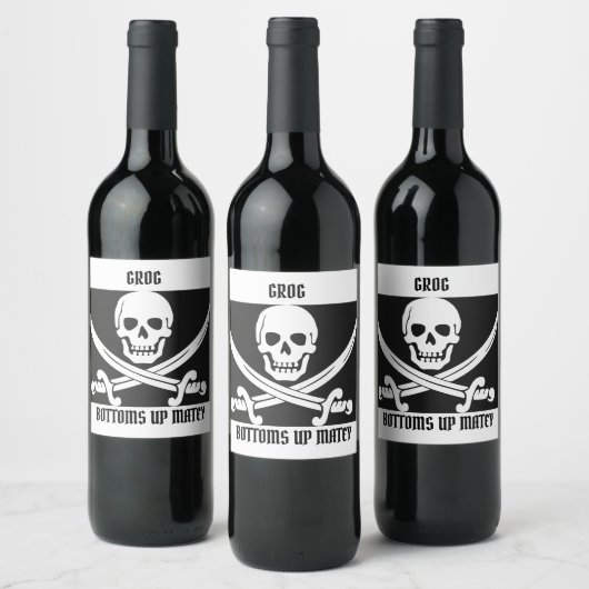 PIRATE GROG FLES WIJN ETIKET (Flessen)