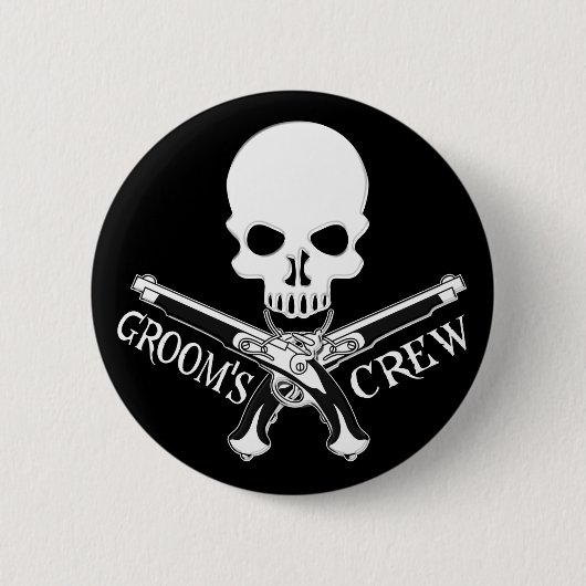 Pirate Groom's Crew Dark Button (Voorkant)