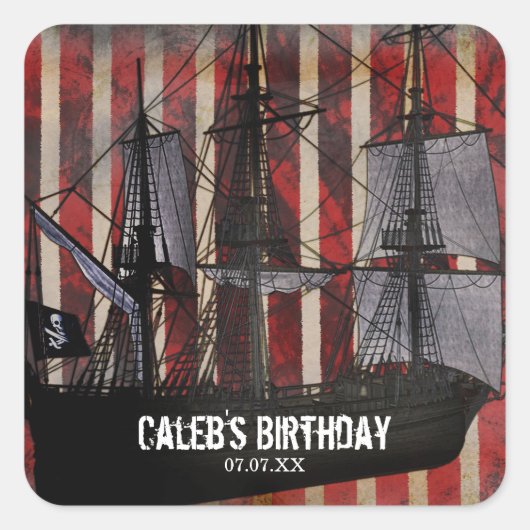 Pirate Grunge Anniversaire Fête Favoriser Stickers (Devant)