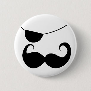 Pirate Handlebar Mustache Ronde Button 5,7 Cm
