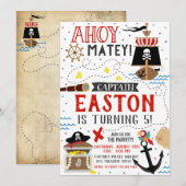 Pirate Invitation Boy Birthday Party Pirate Invite Kaart (Voorkant / Achterkant)