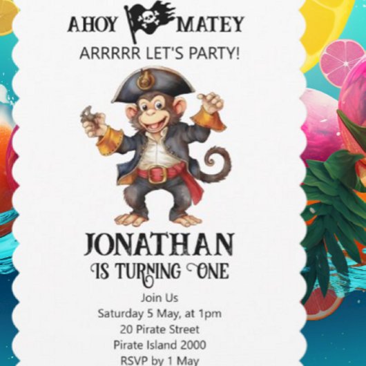 Pirate Invitation pour le premier anniversaire