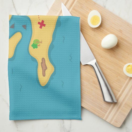 Pirate Island Adventure Schatkaart voor jongens Theedoek (Quarter Fold)