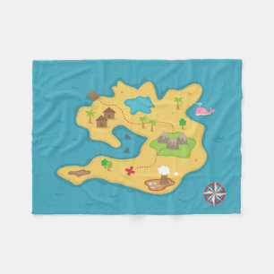Pirate Island, Treasure Map, Nautical Boys Room Fleece Deken