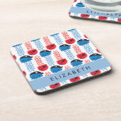 Pirate Jellyfish, Jellyfish Pattern, Jouw naam Bier Onderzetter (Linkerzijde)