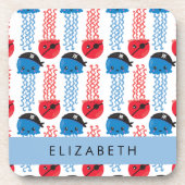 Pirate Jellyfish, Jellyfish Pattern, Jouw naam Bier Onderzetter (Voorkant)