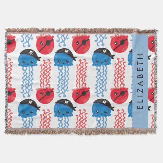 Pirate Jellyfish, Jellyfish Pattern, Jouw naam Deken (Voorkant)