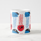 Pirate Jellyfish, Jellyfish Pattern, Jouw naam Extra Grote Beker (Voorkant)