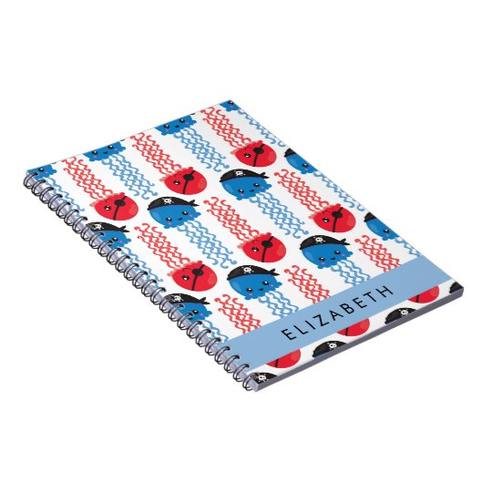 Pirate Jellyfish, Jellyfish Pattern, Jouw naam Notitieboek (Rechterzijde)
