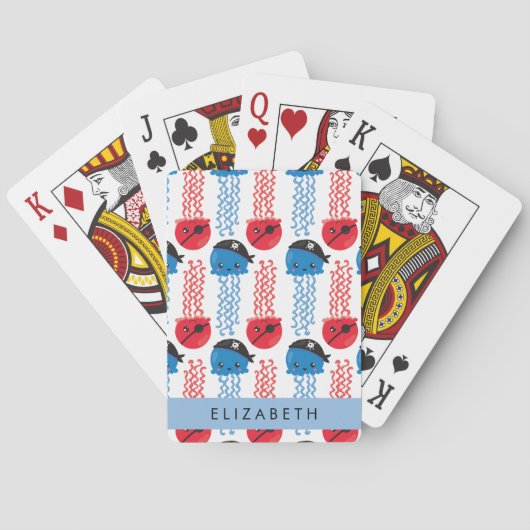 Pirate Jellyfish, Jellyfish Pattern, Jouw naam Pokerkaarten (Achterkant)