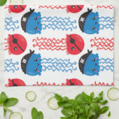 Pirate Jellyfish, Jellyfish Pattern, Jouw naam Theedoek (Gevouwen)