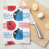 Pirate Jellyfish, Jellyfish Pattern, Jouw naam Theedoek (Quarter Fold)