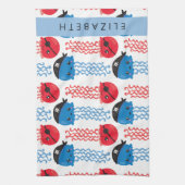 Pirate Jellyfish, Jellyfish Pattern, Jouw naam Theedoek (Verticaal)