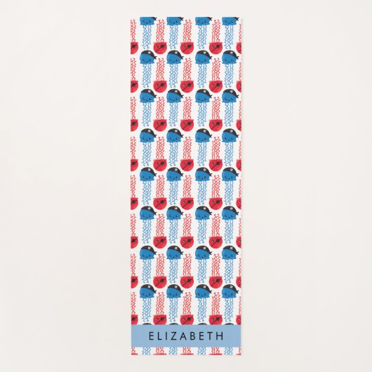 Pirate Jellyfish, Jellyfish Pattern, Jouw naam Yogamat (Voorkant)