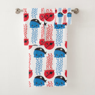 Pirate Jellyfish, kwallen Pattern, Zee Animals Bad Handdoek