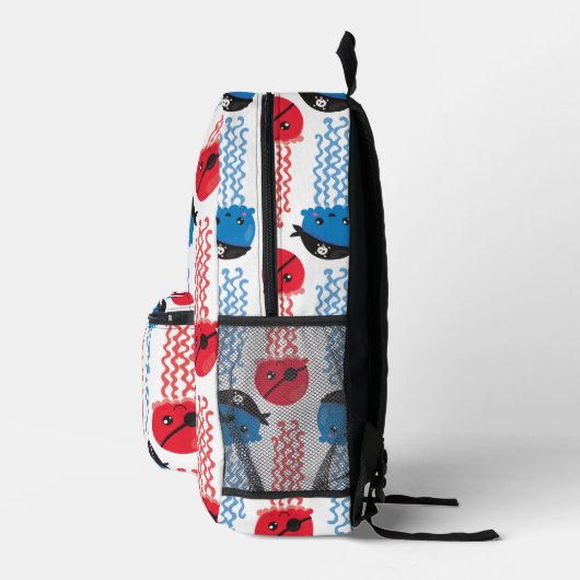 Pirate Jellyfish, kwallen Pattern, Zee Animals Bedrukte Rugzak (Rechts)
