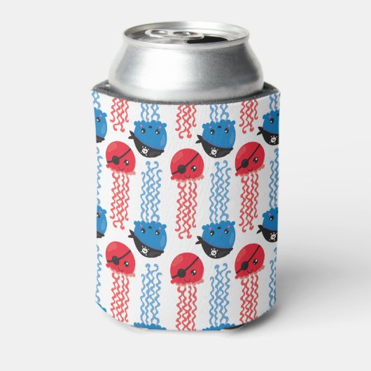 Pirate Jellyfish, kwallen Pattern, Zee Animals Blikjeskoeler (Blikje Achterkant)