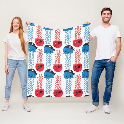 Pirate Jellyfish, kwallen Pattern, Zee Animals Fleece Deken (In situ)