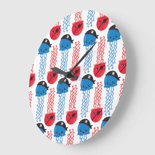 Pirate Jellyfish, kwallen Pattern, Zee Animals Grote Klok (Hoek)
