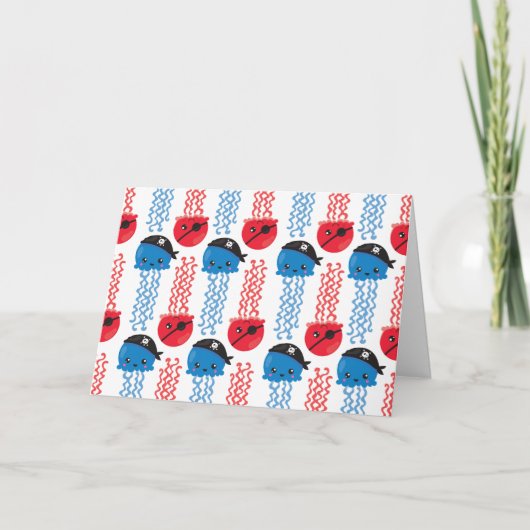 Pirate Jellyfish, kwallen Pattern, Zee Animals Kaart (Voorkant)