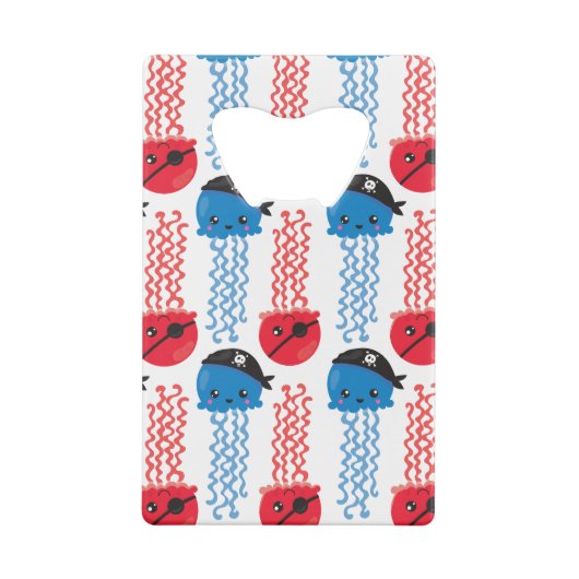 Pirate Jellyfish, kwallen Pattern, Zee Animals Kredietkaart Flessenopener (Achterkant)