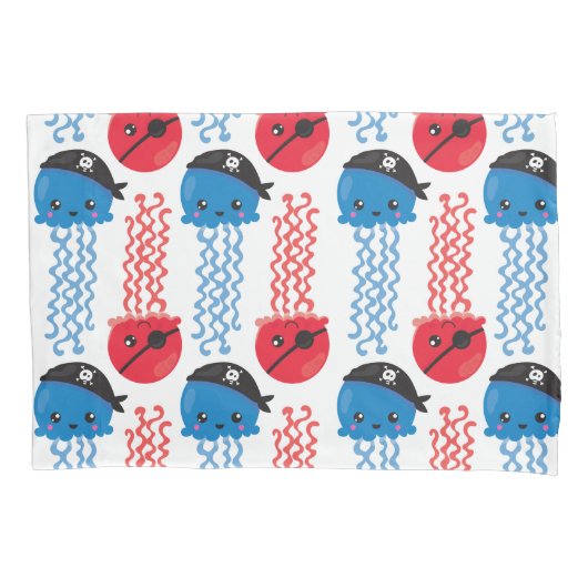 Pirate Jellyfish, kwallen Pattern, Zee Animals Kussensloop (Voorkant)