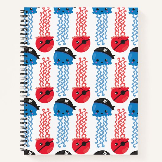 Pirate Jellyfish, kwallen Pattern, Zee Animals Notitieboek (Voorkant)