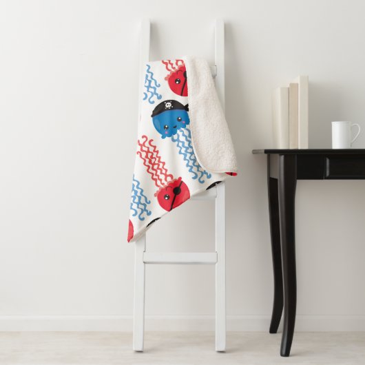 Pirate Jellyfish, kwallen Pattern, Zee Animals Sherpa Deken (In situ)