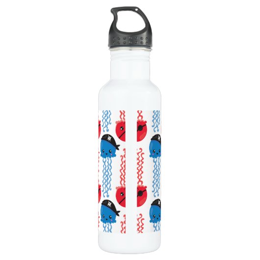 Pirate Jellyfish, kwallen Pattern, Zee Animals Waterfles (Achterkant)