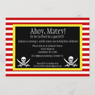 Pirate Jolly Roger Birthday Uitnodiging