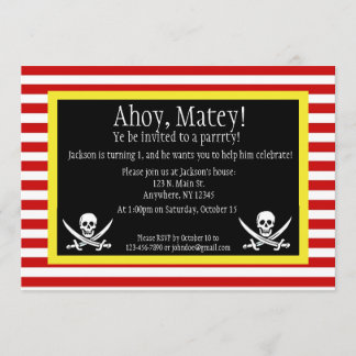 Pirate Jolly Roger Birthday Uitnodiging