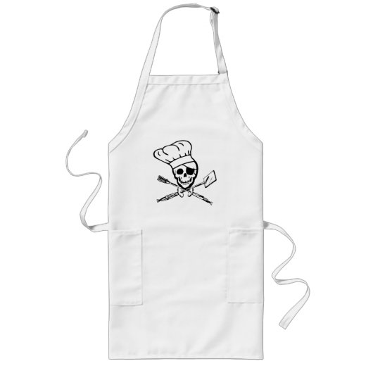 Pirate Jolly Roger Chef of Barbecue Apron Lang Schort (Voorkant)
