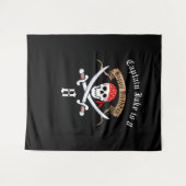Pirate Jolly Roger Zwart Verjaardagsfeestje Achter Wandkleed (Voorkant (horizontaal))